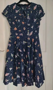 Banned Apparel 12 M Space Atomic Blue Dress Cap Sleeve Swing 50s Rockabilly - Picture 1 of 10