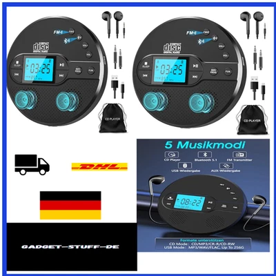 Bluetooth 5 CD-Player | Stoßfest | 2000mAh Akku | 9h Wiedergabe - Bild 1 von 4