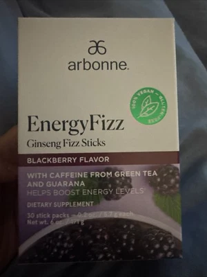 Arbonne Energy Fizz Sticks 黑莓饮料全新盒装 30 粒 — 第 1/2 张图片