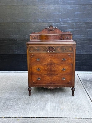 Antique Flame Mahogany Dresser Caster Wheels C. Late 18th/Early 19th Century - Image 1 of 4