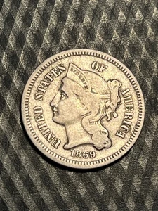 1869 Three Cent Copper Nickel in Fine condition #DD17 - Picture 1 of 4