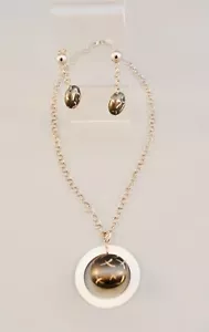 Frederic Duclos Designer Sterling Silver Necklace & Earrings Set Planet Saturn - Picture 1 of 9