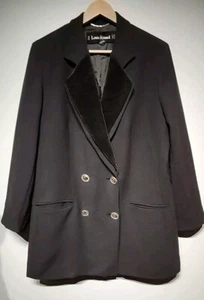 Vtg Louis Feraud Women's Gray Wool Blazer Jacket Velvet Detail Size 12 - Picture 1 of 10