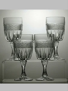 Pressed Glass Claret Set Of 4 Wine Gasses 6"- 34A - Picture 1 of 4