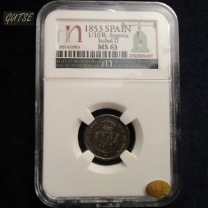 ESPAÑA, 736-ISABEL II, DÉCIMA DE REAL 1853, SEGOVIA, SIN CIRCULAR. - Imagen 1 de 4
