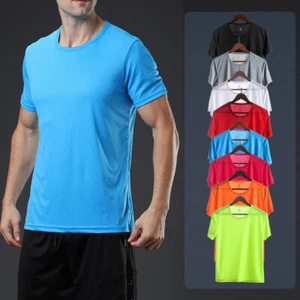 Mens Workout Sports Moisture Wicking Gym T-Shirt Top Fashion Lightweight Solid ṑ - Picture 1 of 25