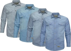 Mens Denim Shirts 100% Cotton Plain Snap Button Long Sleeve with Pockets S - 2XL - Picture 1 of 8