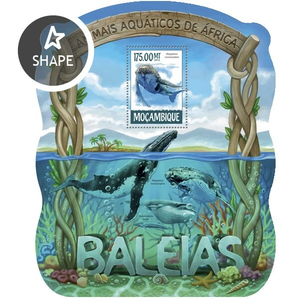 2015 MOZAMBIQUE MNH. WHALES  |   Y&T # 976  |  Michel Code: 7938 / Bl.1027 - Image 1 of 1