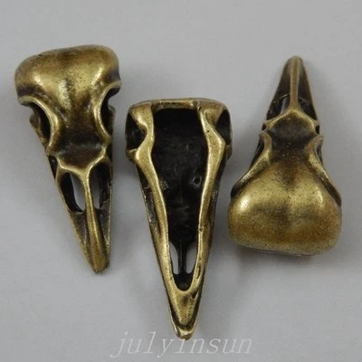 Pingentes de berloques antigos de liga de bronze terrível caveira de corvo encontrando artesanato 14x 50326 - Imagem 1 de 2