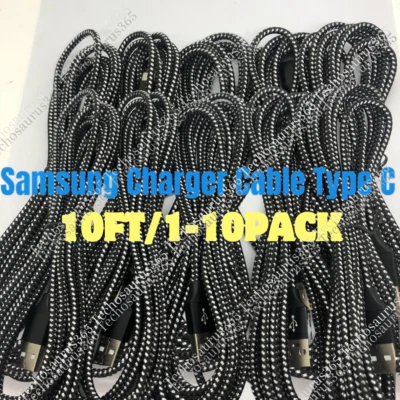 1-10Pack 10ft USB TypeC Fast Charger Cable Lot For Samsung Android Charging Cord - Image 1 of 4