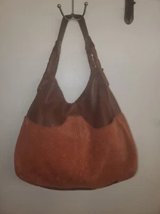 Lucky Brand Brown Pebbled/embossed Leather Large Boho Hobo Bag, Pocke 19Wx12Tx5D - Picture 1 of 11