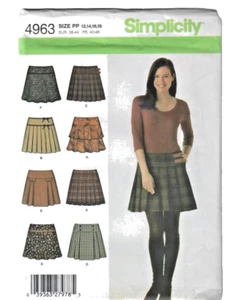 Simplicity 4963 Pattern Tiered or Pleated Schoolgirl Mini Skirts 8 Styles 12-18 - Picture 1 of 4