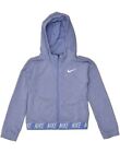 Nike Girls Dri Fit Graphic Zip Hoodie Sweater 10-11 Years Medium Blue Be15