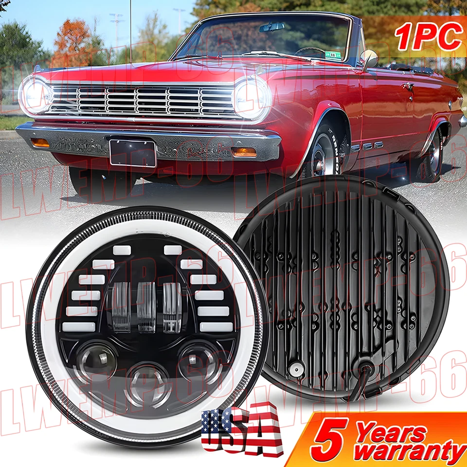 Faro LED redondo 105W 7" haz alto/bajo para camionetas Dodge D100 D200 D300 D400 D450 Foto 1 de 4