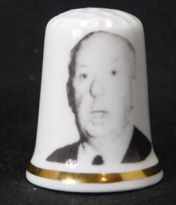 Dedal de costura de porcelana de hueso estrella de cine vintage Alfred Hitchcock - Imagen 1 de 3