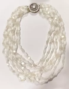 VTG ORIGINAL by ROBERT Multi Strand White ATLAS and ART GLASS NECKLACE - Picture 1 of 10