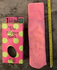 Childrens slipper socks w/ cuff Non skid Grip Small Medium Blue Pink Navy Purple - Picture 1 of 10