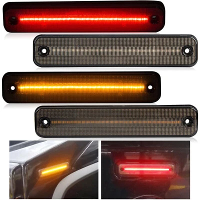 4x Smoked Led Front & Rear Amber Red Side Marker Lights For Hummer H2 2003-2009 - Image 1 of 4