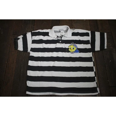 Polo de Rugby Piolín Pájaro 1996 Vintage Looney Tunes Polo a Rayas (Talla L) Foto 1 de 4