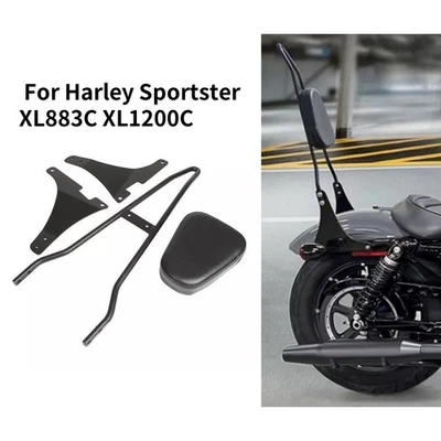 Motorcycl Passenger Sissy Bar Backrest Pad For Harley Sportster XL1200 883 04-22 Foto 1 de 4