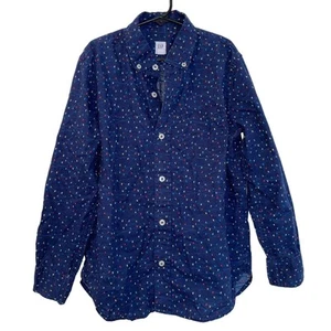 Gap Kids Button Down Christmas Light Bulbs Size Large (10) Blue - Picture 1 of 6