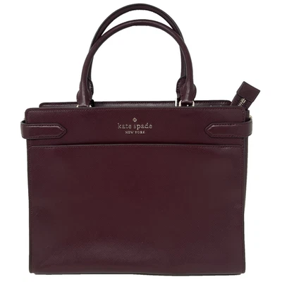 Kate Spade Staci Large Satchel Leather Burgundy Crossbody Strap Double Handles - Image 1 of 4