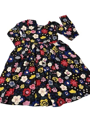 HANNA ANDERSSON Multicolor Floral Skater Dress Pockets Girls Size 12 NWT - Image 1 of 4