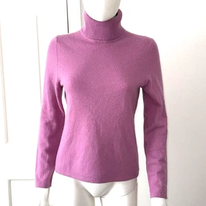 Lord & Taylor Mauve Pink 100% 2-Ply  Cashmere Turtleneck Sweater Pink  Medium - Picture 1 of 10