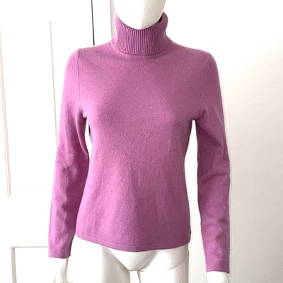 Lord & Taylor Mauve Pink 100% 2-Ply  Cashmere Turtleneck Sweater Pink  Medium - Image 1 of 4