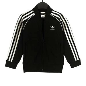 Adidas Boys Black Trefoil Logo Full Zip Sweater Pullover Size 5 - 6 Years - Picture 1 of 10