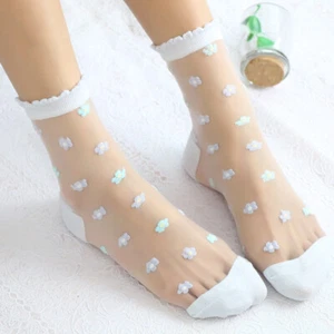 5 Pair Women Sheer Floral Lace Mesh Socks Summer Hosiery Ankle Socks Sweet Retro - Picture 1 of 12