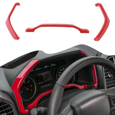 Red Dashboard Instrument Meter Trim for 2015-2020 Ford F150 F250 F350 Super Duty Foto 1 de 4