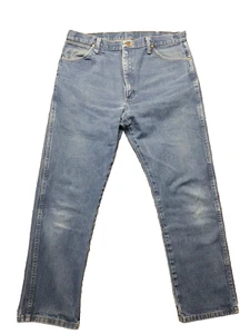 Vintage Wrangler Jeans Mens 37 x 32 Blue 13MWZ Straight Denim Pants Western Work - Picture 1 of 12