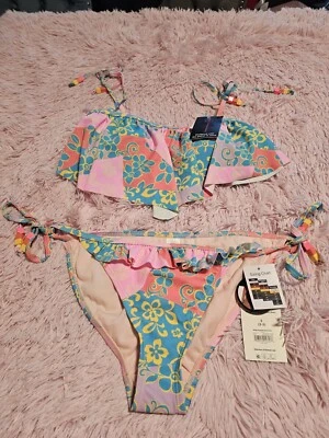 No Boundaries Multicolored FLORAL  Bikini Set Size Small 3/5 NWT - Image 1 of 4