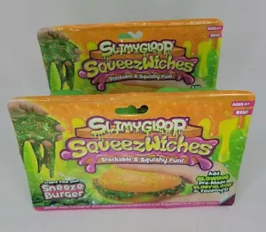 Lote de 2: Hamburguesa Slimygloop Squeezewiches apilable blanda estornudo ¡divertida! - Imagen 1 de 6