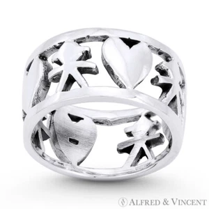 Dije de maternidad Corazón y bebé 10 mm de ancho plata esterlina 925 gruesa banda eterna - Imagen 1 de 1