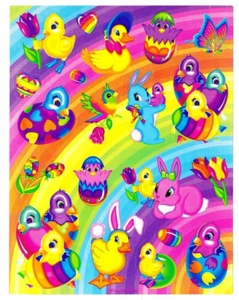 Lisa Frank - EASTER DUCKS AND BUNNIES Authentic Vintage Sticker Sheet - S254-07 - Picture 1 of 2