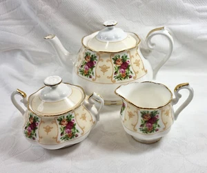 Vintage Royal Albert Fine Bone China Rose Cameo Peach Three Piece Tea Set 6 Cupa - Picture 1 of 15