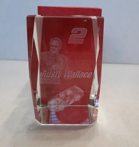 #2 Rusty Wallace 3D Laser Etched Crystal Cube Glass Paperweight Hologram Nascar! Cover