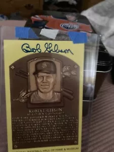 Bob Gibson Signed Gold Hall Of Fame Plaque St Louis Cardinals - Picture 1 of 1