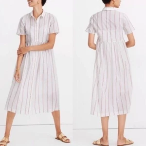 Madewell gestreiftes kurzärmeliges Midi-Shirt mit Knopfleiste - Bild 1 von 18