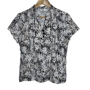 Christopher & Banks Womens Linen Top Size M Floral Business Casual Office Work - Picture 1 of 6
