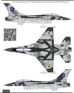 1/72 BSModelle Aufkleber General Dynamics F-16 Ukraine AF - Bild 1 von 3