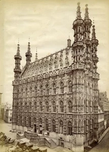 Belgium Louvain Leuven Town Hall Architecture Old Photo 1890 - Imagen 1 de 3
