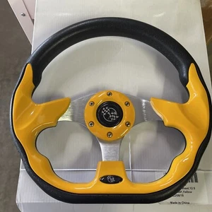 Club Car Precedent 2004-Up Golf Cart Yellow Racer Steering Wheel Black Kit - Picture 1 of 4