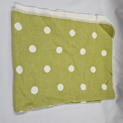 David Fussenegger Baby Blanket Green White Reversible Polka Dot Circle Cotton Foto 1 de 4