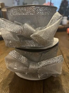 Lot Of 2 18 Yds Each Of 2 1/2” Silver Finely Glittered Ribbon New - Picture 1 of 2