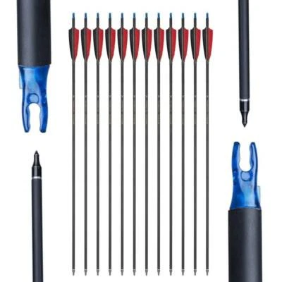 12X30" Carbon Arrows Archery Feathers SP500 Compound Recurve Bow Hunting Target - Image 1 of 4