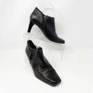 Markon Womens Dark Brown Leather Side Zip Heel Bootie Size 8 - Picture 1 of 9
