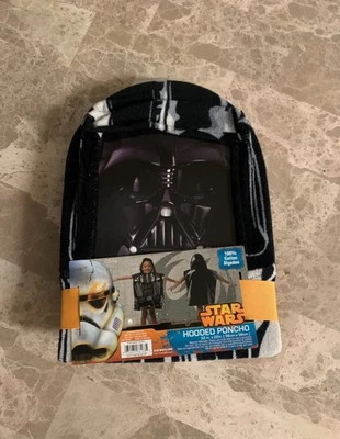 Disney Star Wars Kids Cotton Poncho Darth Vader Towel w Hoodie 🌟Brand New🌟 - Image 1 of 3